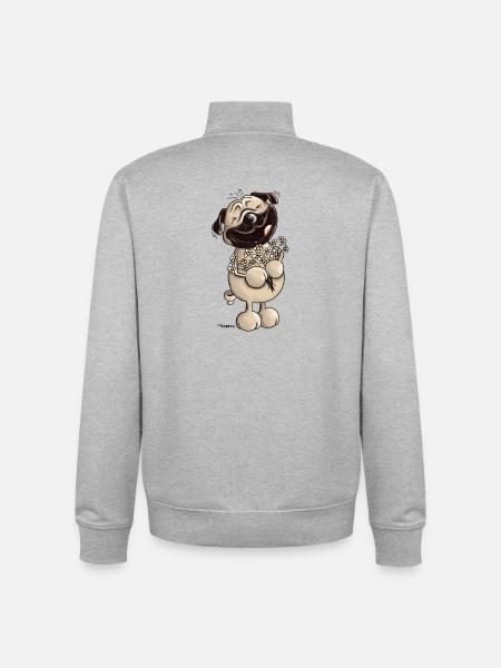 Süßer Mops - Möpse - Mopsfideler Mops - Geschenk - Unisex Organic Zip Sweatshirt von Stanley/Stella - Grau meliert