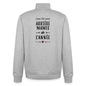 Arrière Mamie Mamy Grand-Mère Grand Mere - Unisex Organic Zip Sweatshirt by Stanley/Stella - heather grey - Back - AI Model Male 185 light (185cm)