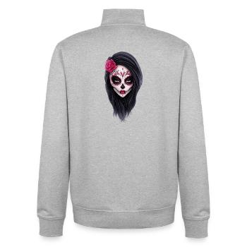La Catrina Dia de los Muertos - Unisex Organic Zip Sweatshirt by Stanley/Stella - heather grey - Back - AI Model Male 185 light (185cm)