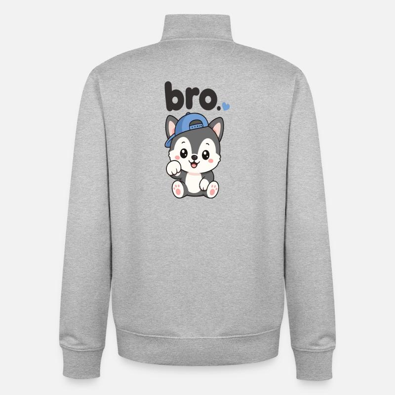 Husky mit blauer Kappe Bro - Unisex Organic Zip Sweatshirt von Stanley/Stella - Grau meliert