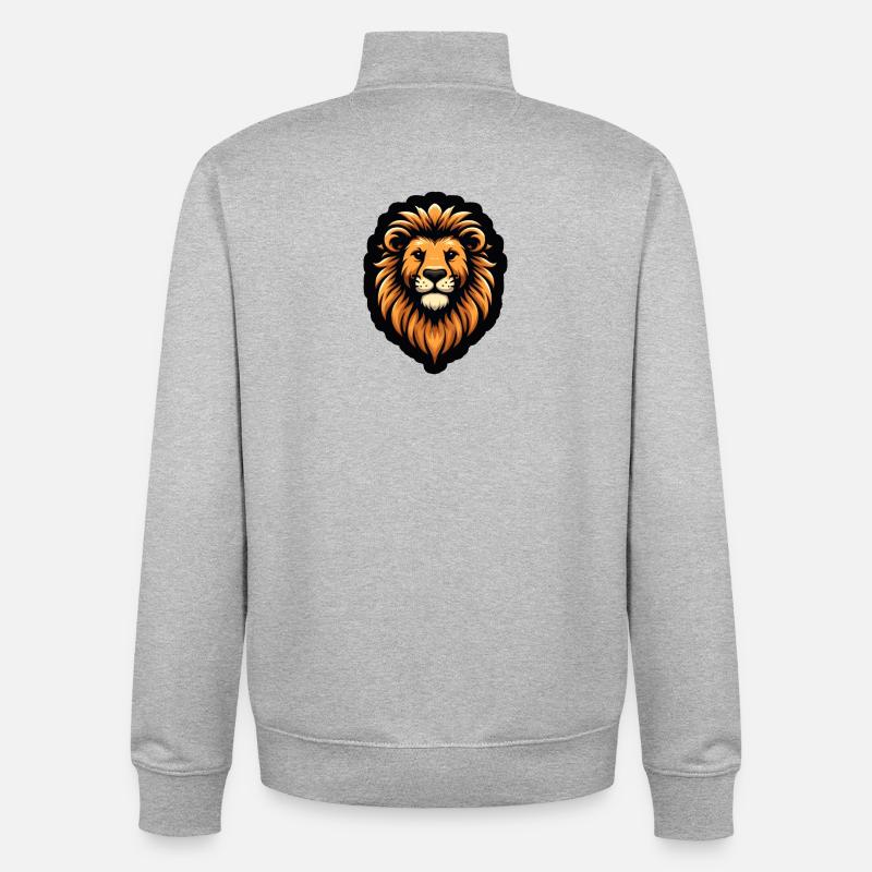 Comic Löwe Kopf - Unisex Organic Zip Sweatshirt von Stanley/Stella - Grau meliert