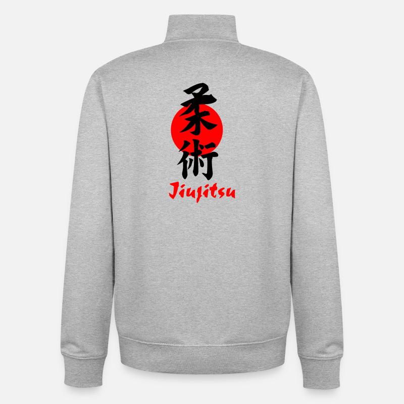 Jiujitsu Logo oder Emblem Kanji schwarz - Unisex Organic Zip Sweatshirt von Stanley/Stella - Grau meliert