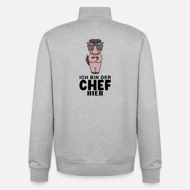 Chef Spruch mit Pferd Motiv - Unisex Organic Zip Sweatshirt von Stanley/Stella - Grau meliert