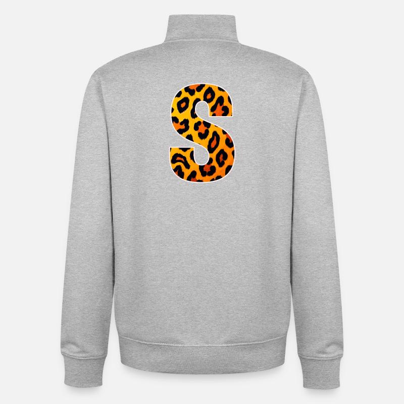 Leopardendruck S-Buchstabe - Unisex Organic Zip Sweatshirt von Stanley/Stella - Grau meliert