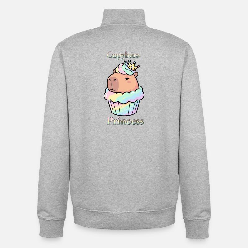 Cupybara Princess Capybara Cupcake mit Krone - Unisex Organic Zip Sweatshirt von Stanley/Stella - Grau meliert