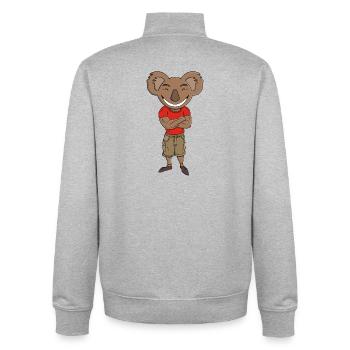Fröhlicher Koala verschränkte Arme - Unisex Organic Zip Sweatshirt von Stanley/Stella - Grau meliert - Hinten - AI Model Male 185 light (185cm)