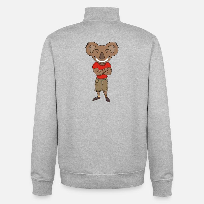 Koala joyeux les bras croisés - Sweat zippé unisexe en coton bio Stanley/Stella - gris chiné