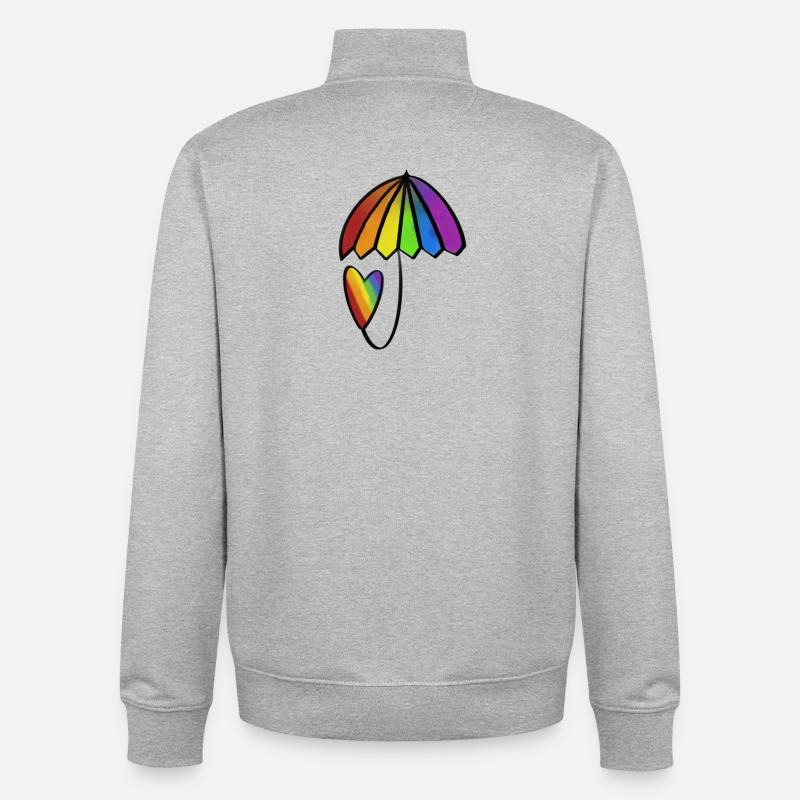 Regenbogen Herz mit Schirm - Unisex Organic Zip Sweatshirt von Stanley/Stella - Grau meliert