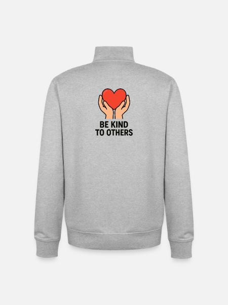 Hands Holding Heart of Kindness - Unisex Organic Zip Sweatshirt by Stanley/Stella - heather grey