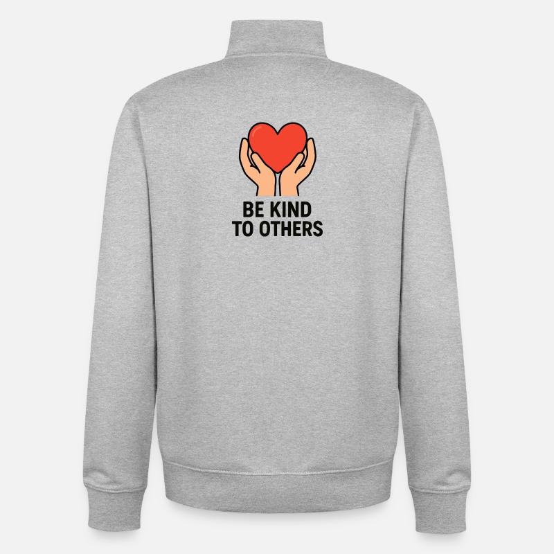 Hands Holding Heart of Kindness - Unisex Organic Zip Sweatshirt by Stanley/Stella - heather grey