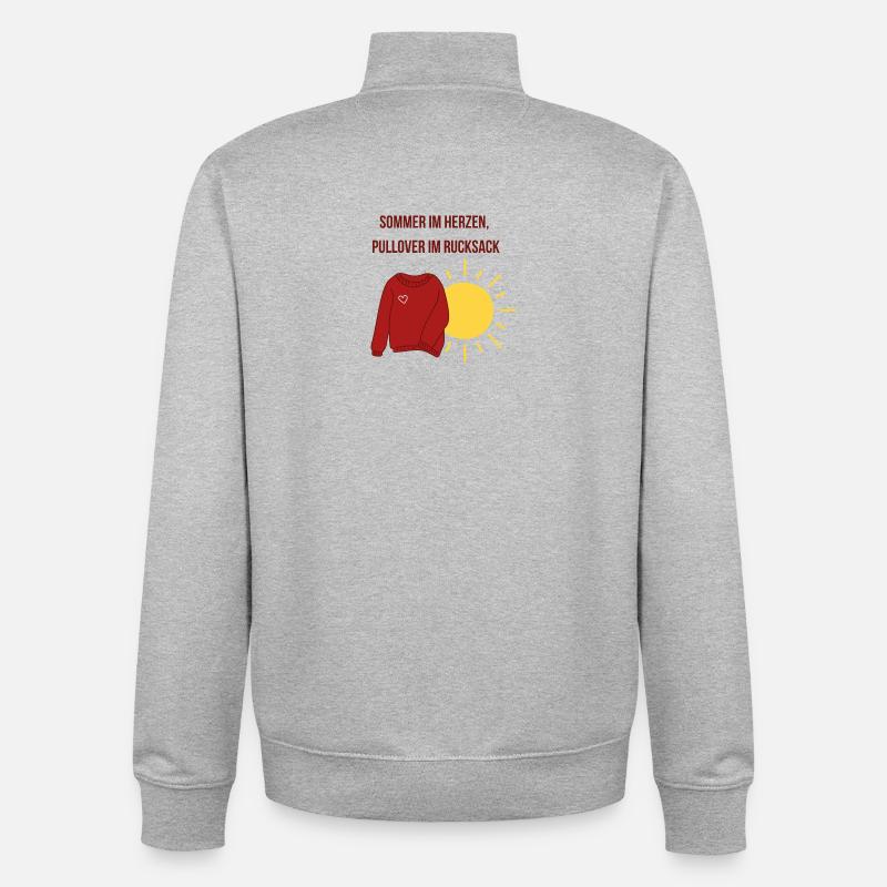 Sommer im Herzen, Pullover im Rucksack - Unisex Organic Zip Sweatshirt von Stanley/Stella - Grau meliert
