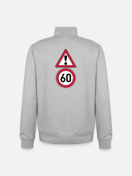 60th birthday, attention 60 ... + - Unisex Organic Zip Sweatshirt by Stanley/Stella - heather grey