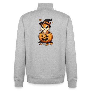 niedliches Halloween-Eichhörnchen:Süßer Gruselspaß - Unisex Organic Zip Sweatshirt von Stanley/Stella - Grau meliert - Hinten - AI Model Male 185 light (185cm)