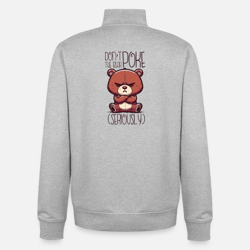 Serious Teddy - Unisex Organic Zip Sweatshirt by Stanley/Stella - heather grey
