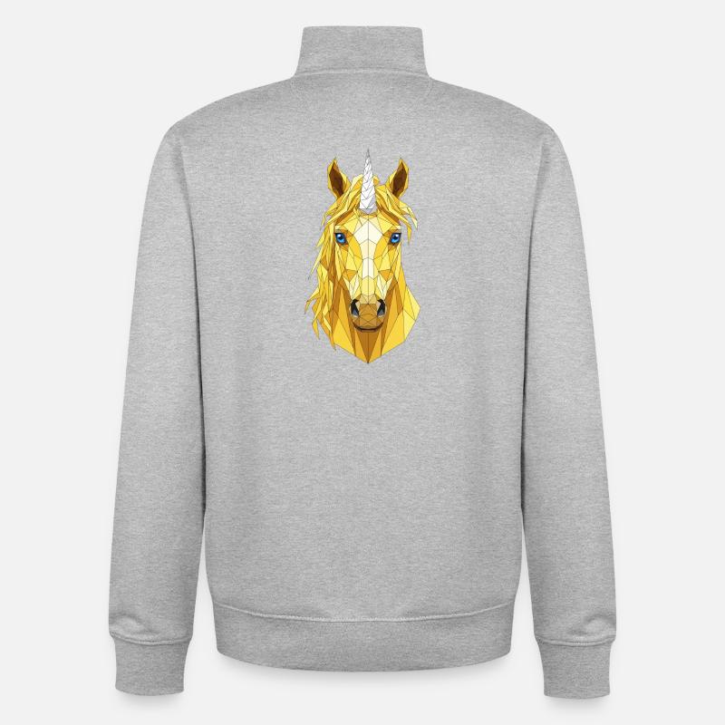 Polygon-Einhorn Kopf - Unisex Organic Zip Sweatshirt von Stanley/Stella - Grau meliert