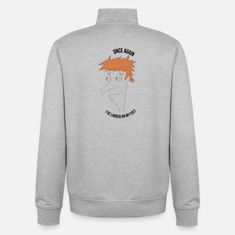 Encore une fois, je suis tombé sur mes pieds - Sweat zippé unisexe en coton bio Stanley/Stella - gris chiné