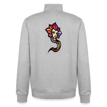 Déesse du soleil aux couleurs de l’arc-en-ciel - Sweat zippé unisexe en coton bio Stanley/Stella - gris chiné - Dos - AI Model Male 185 light (185cm)