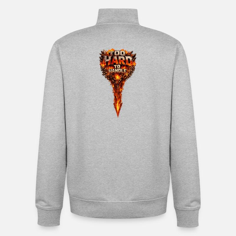 Too Hard to Handle Fire Logo - Unisex Organic Zip Sweatshirt by Stanley/Stella - heather grey