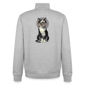 Mystischer Katzenalbtraum mit Auge - Unisex Organic Zip Sweatshirt von Stanley/Stella - Grau meliert - Hinten - AI Model Male 185 light (185cm)
