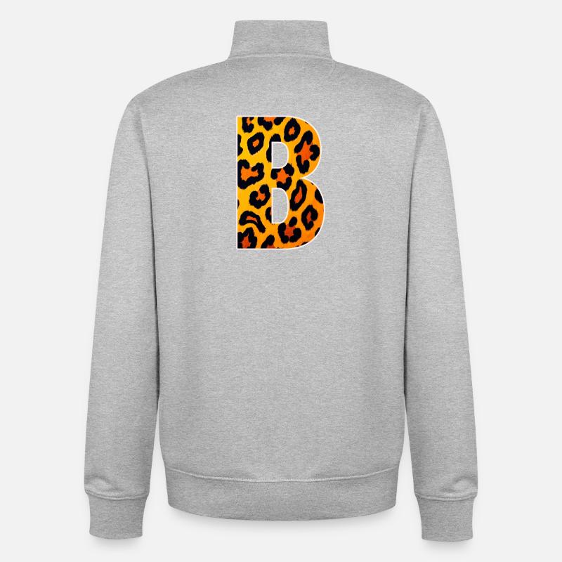 Monogramme LeopardB en look léopard - Sweat zippé unisexe en coton bio Stanley/Stella - gris chiné