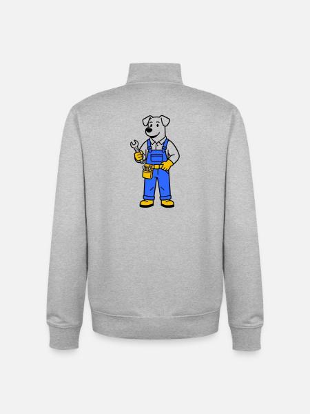 dog plumber - Unisex Organic Zip Sweatshirt by Stanley/Stella - heather grey