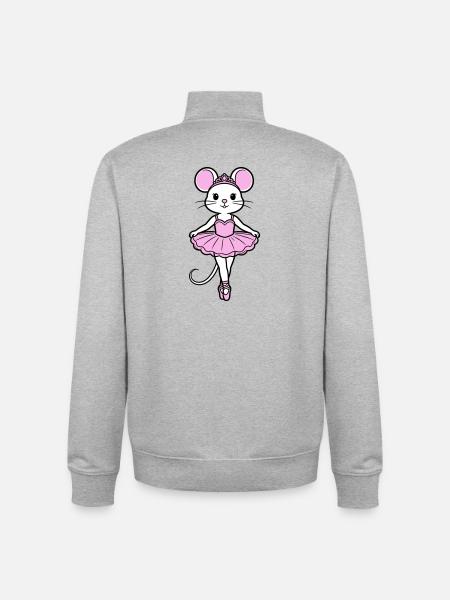 ballerina mouse - Unisex Organic Zip Sweatshirt by Stanley/Stella - heather grey