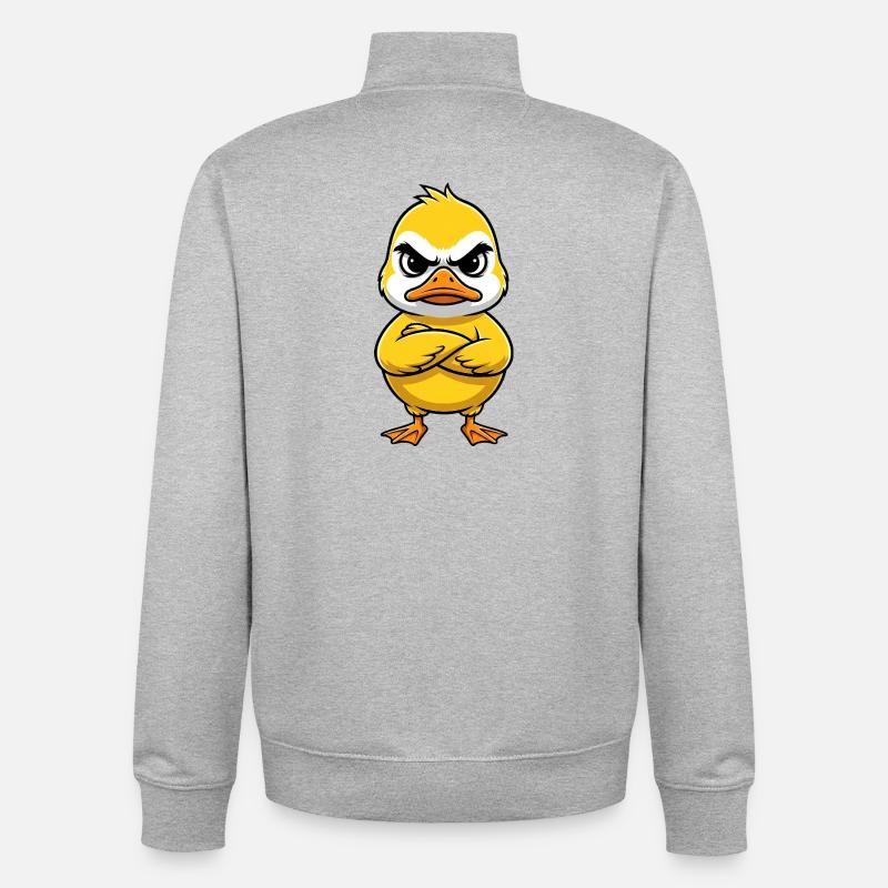 Grumpy Duck Cartoon Annoyed Grumpy Sour - Unisex Organic Zip Sweatshirt by Stanley/Stella - heather grey