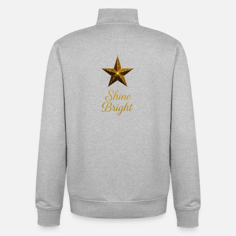 Éclat de l’étoile dorée - Sweat zippé unisexe en coton bio Stanley/Stella - gris chiné