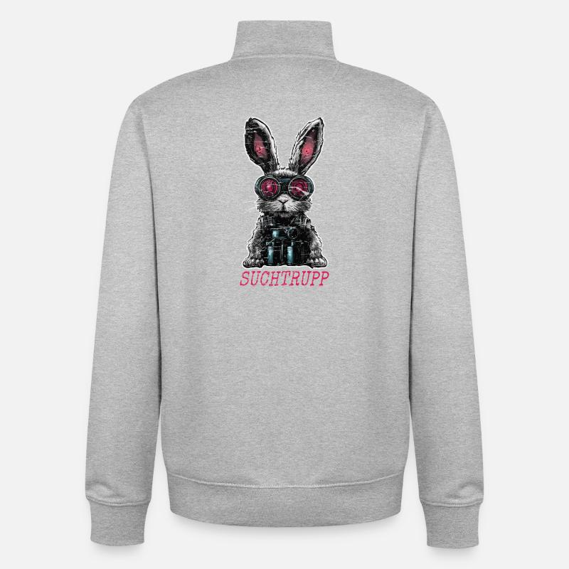 Easter Search Party Cool Easter Bunny - Unisex Organic Zip Sweatshirt by Stanley/Stella - heather grey