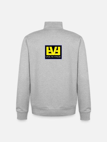 VolteFace Jaune sur Fond Noir - Sweat zippé unisexe en coton bio Stanley/Stella - gris chiné