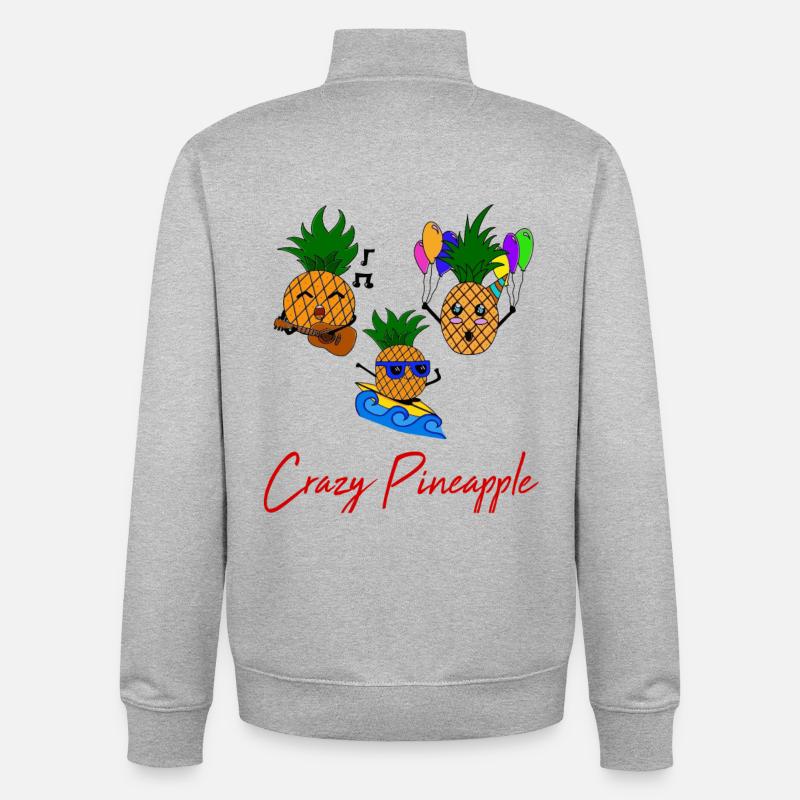Crazy Pineapple / Summer / Crew / Proverbs / Pineapple - Unisex Organic Zip Sweatshirt by Stanley/Stella - heather grey