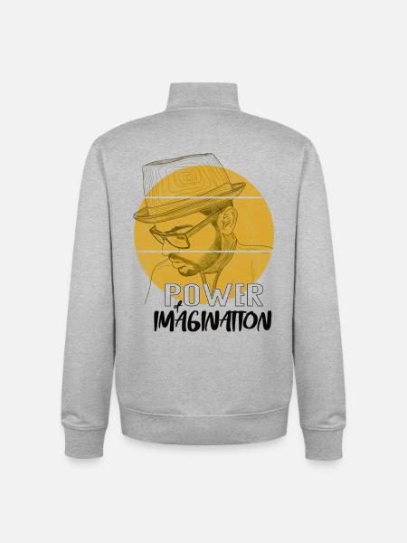 Power Imagination – Creative Statement Design - Unisex Organic Zip Sweatshirt by Stanley/Stella - heather grey
