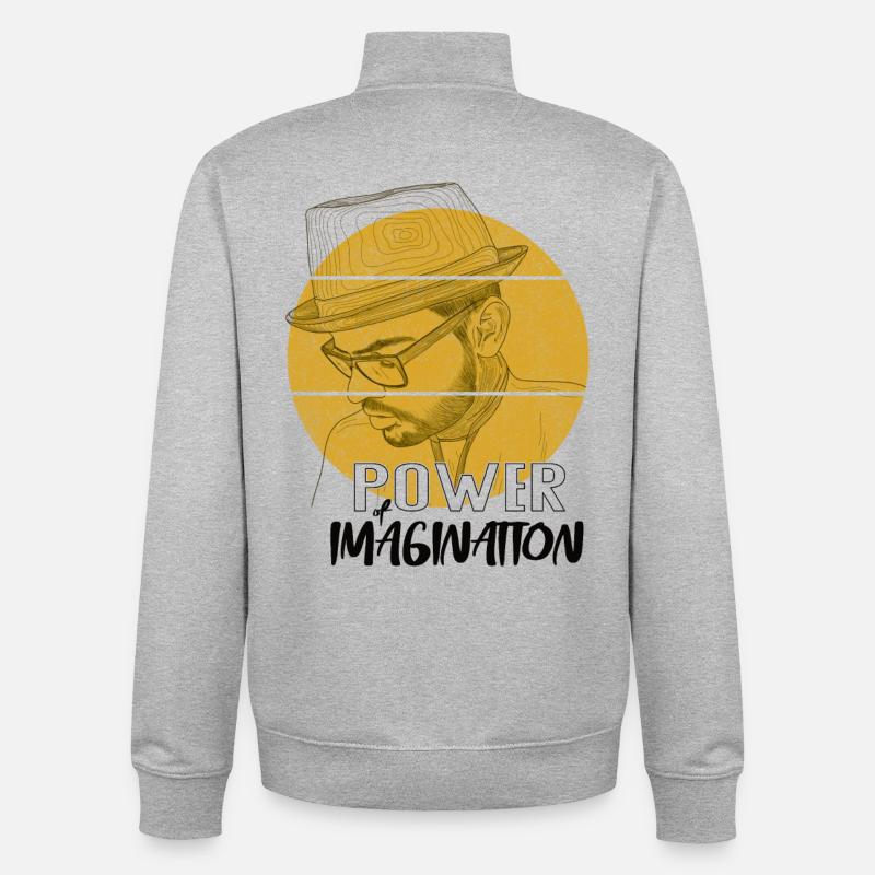 Power Imagination – Creative Statement Design - Unisex Organic Zip Sweatshirt by Stanley/Stella - heather grey