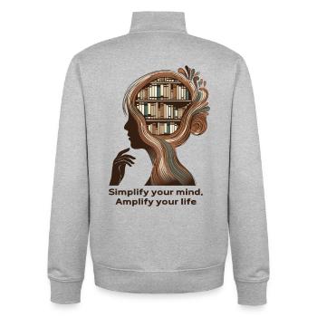 Simplify your mind Mindfulness Design - Unisex Organic Zip Sweatshirt by Stanley/Stella - heather grey - Back - AI Model Male 185 light (185cm)