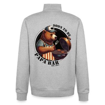 Soon to be Papa Bear EST 2024 - Unisex Organic Zip Sweatshirt von Stanley/Stella - Grau meliert - Hinten - AI Model Male 185 light (185cm)