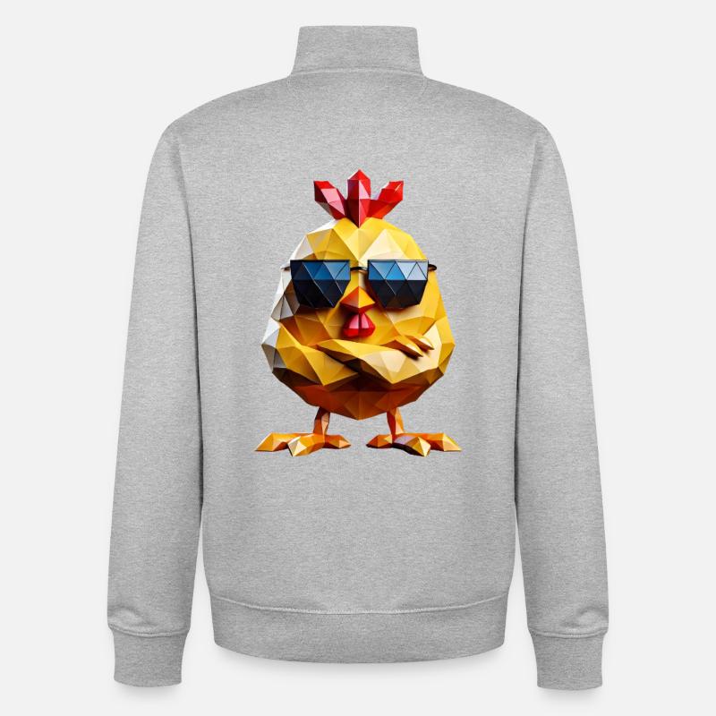 poule lunettes de soleil - Sweat zippé unisexe en coton bio Stanley/Stella - gris chiné
