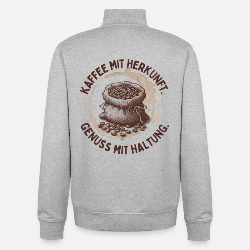 Kaffee mit Herkunft – Genuss mit Haltung - Unisex Organic Zip Sweatshirt von Stanley/Stella - Grau meliert
