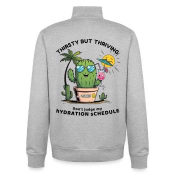 Sommerkaktus – Durstig, aber voller Leben - Unisex Organic Zip Sweatshirt von Stanley/Stella - Grau meliert - Hinten - AI Model Male 185 light (185cm)