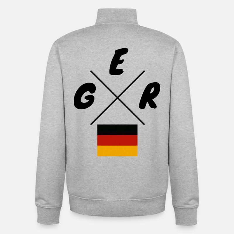 Deutsche Flaggen GER Schriftzug - Unisex Organic Zip Sweatshirt von Stanley/Stella - Grau meliert