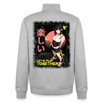 Gaming Anime Girl-Im Kawaii Retro Style Let's Play - Unisex Organic Zip Sweatshirt von Stanley/Stella - Grau meliert - Hinten - AI Model Male 185 light (185cm)
