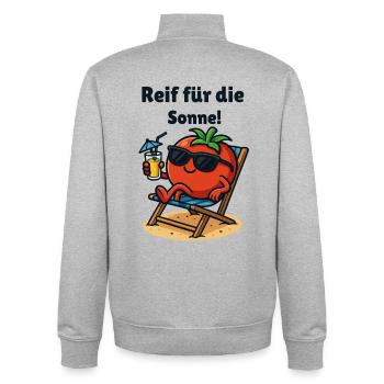 Reif für die Sonne Tomate Ketchup Gemüse karikatur - Unisex Organic Zip Sweatshirt von Stanley/Stella - Grau meliert - Hinten - AI Model Male 185 light (185cm)