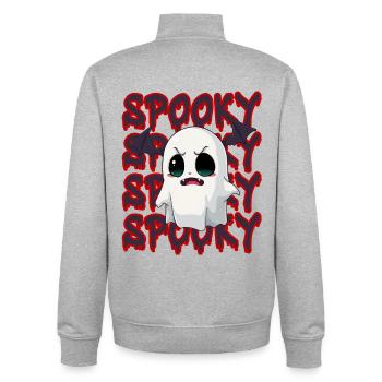 Halloween Spooky Ghost  - Unisex Organic Zip Sweatshirt von Stanley/Stella - Grau meliert - Hinten - AI Model Male 185 light (185cm)