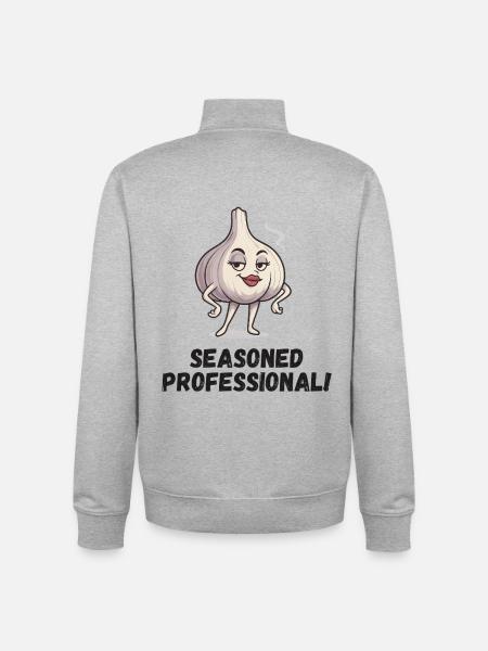 Garlic Lady - Confident Caricature - Unisex Organic Zip Sweatshirt by Stanley/Stella - heather grey