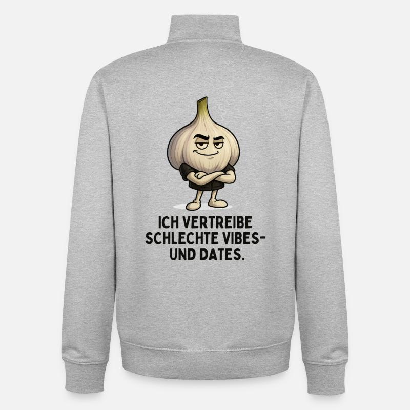 Knoblauch Vibes Gegen Schlechte Dates - Unisex Organic Zip Sweatshirt von Stanley/Stella - Grau meliert