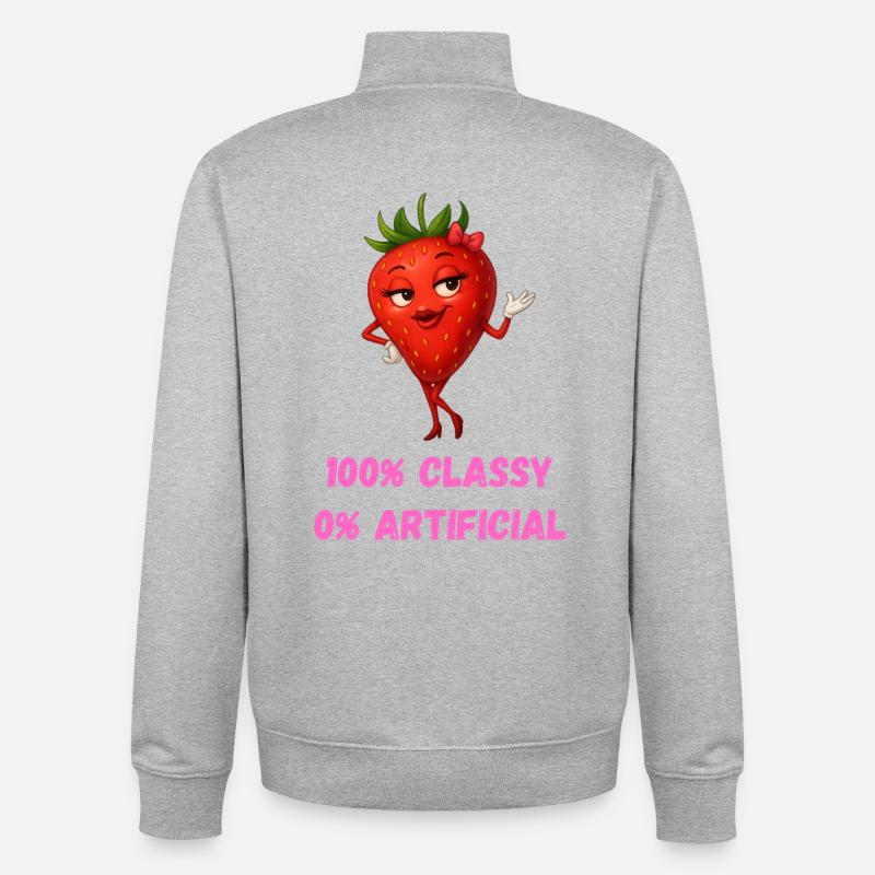 fraise diva élégant fruit dessin animé - Sweat zippé unisexe en coton bio Stanley/Stella - gris chiné