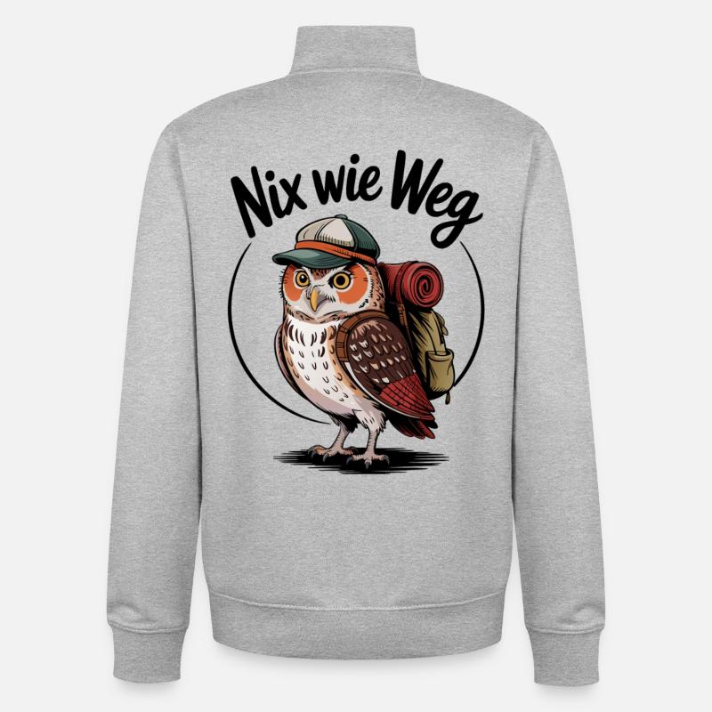Waldwanderer Eule mit Rucksack - Unisex Organic Zip Sweatshirt von Stanley/Stella - Grau meliert