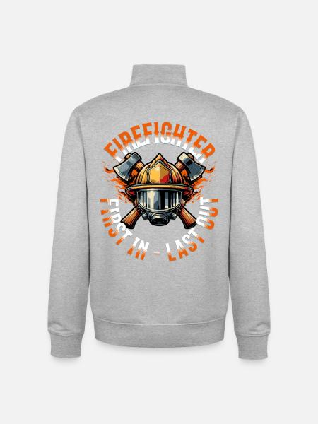 Fire brigade first in, last out - Unisex Organic Zip Sweatshirt by Stanley/Stella - heather grey
