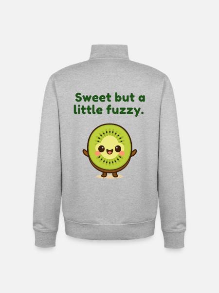 Kawaii Kiwi Fruit Delight - Unisex Organic Zip Sweatshirt by Stanley/Stella - heather grey