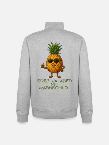 Ananas mit Stil Warnschild - Unisex Organic Zip Sweatshirt von Stanley/Stella - Grau meliert
