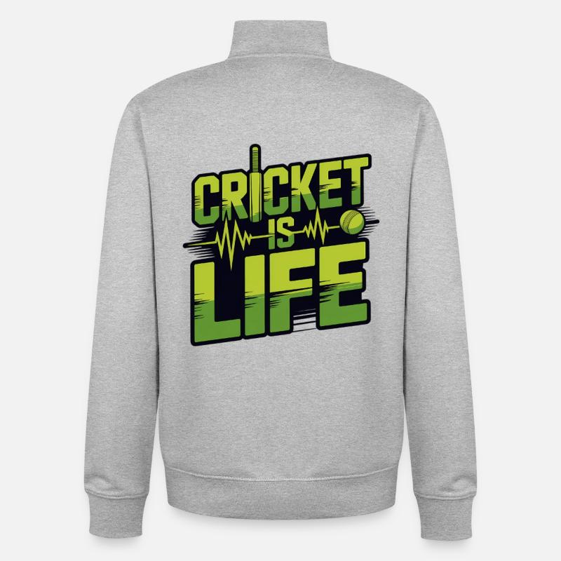 Drôle de cricket : Jeu de cricket vintage - Sweat zippé unisexe en coton bio Stanley/Stella - gris chiné